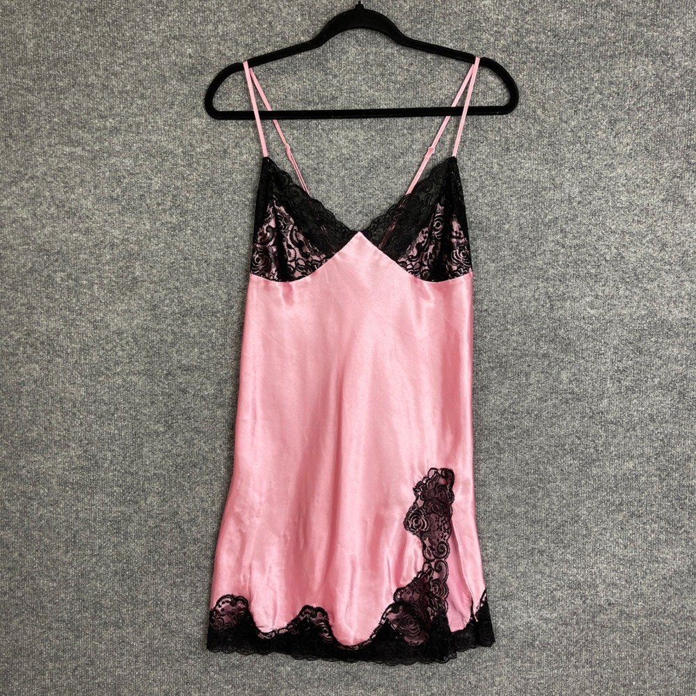 Vintage Y2K Frederick's of Hollywood Satin Slip Dress XL Excellent Lace - Picture 1 of 8